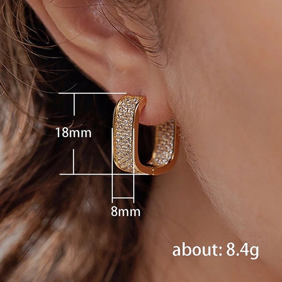 NEW Luxury Hip Hop Fashion Paved Hoop Earrings - Picture 4 of 9